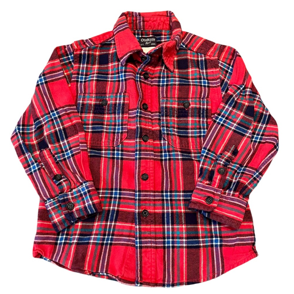 Little Boys Oshkosh B’Gosh Red Flannel size 4